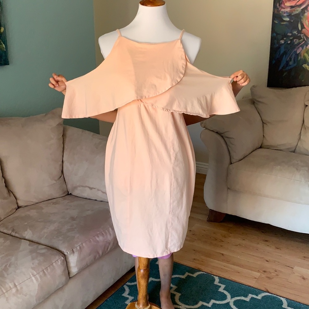 ASOS peach cotton off shoulder spaghetti dress EUC